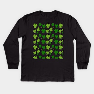 St Patricks day Clovers Leaf Pattern Kids Long Sleeve T-Shirt